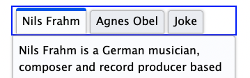 Three tab buttons shown with a dark blue rectangle around all three tab buttons.